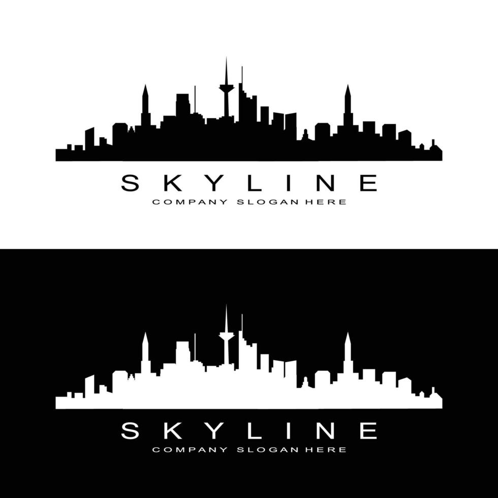 Skyline Logo Design, Cityscape Vector Tall Buildings, City Building Fit Design, Banner Template Construction Company