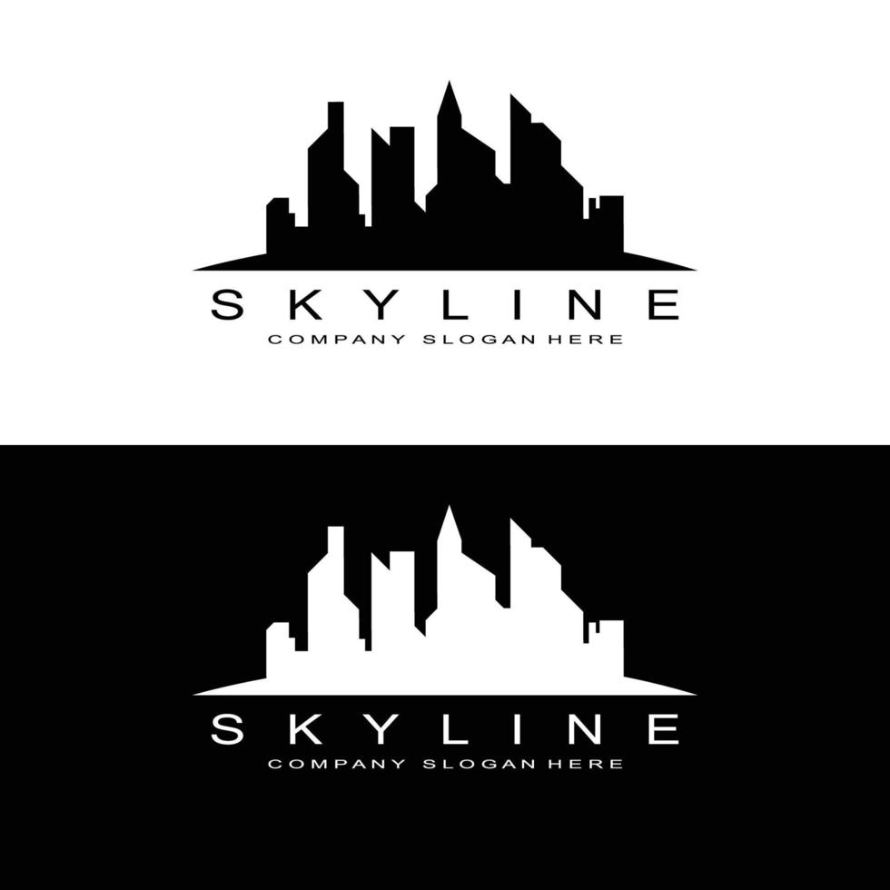 Skyline Logo Design, Cityscape Vector Tall Buildings, City Building Fit Design, Banner Template Construction Company