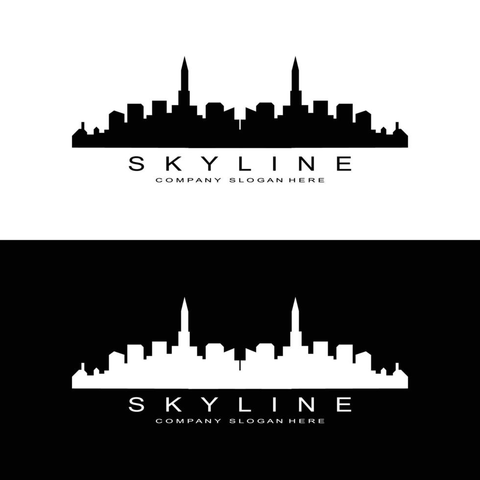 Skyline Logo Design, Cityscape Vector Tall Buildings, City Building Fit Design, Banner Template Construction Company