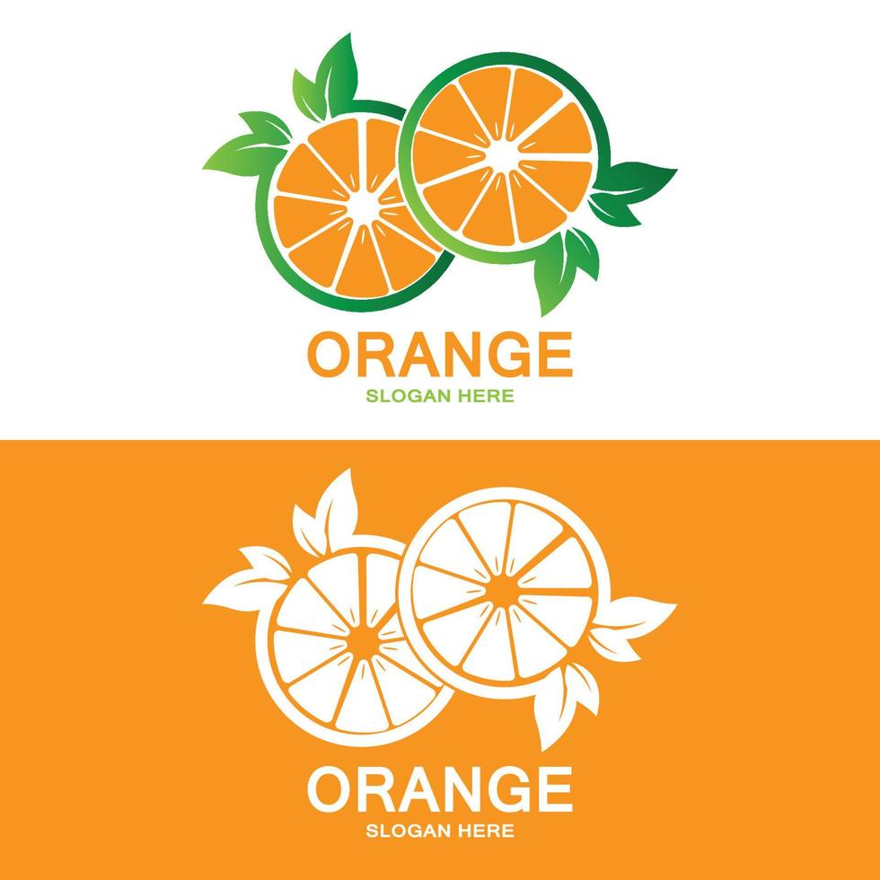 diseño de logotipo naranja, vector de fruta fresca, diseño de tienda de frutas, plantilla de banner, icono de fruta naranja