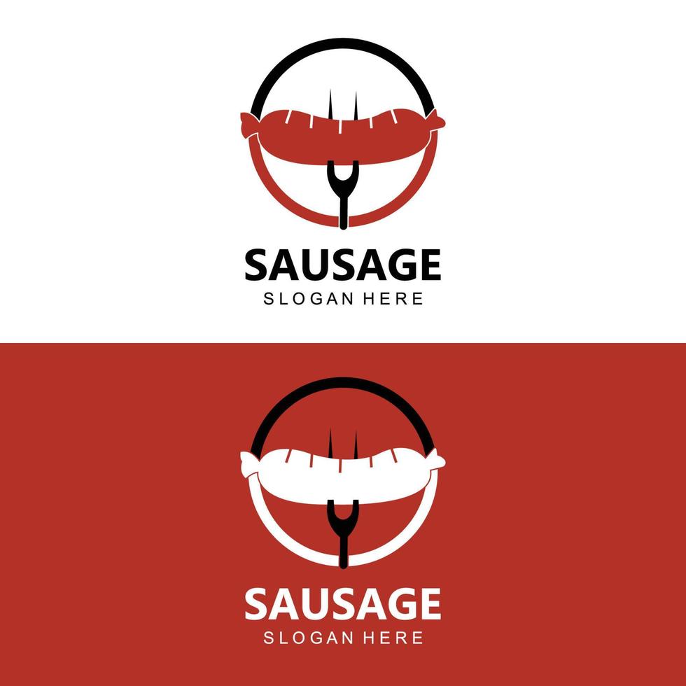 Sausage Logo, Modern Food Vector, Design For Grill Food Brands, BBQ, Sausage Shop, Hotdog vector