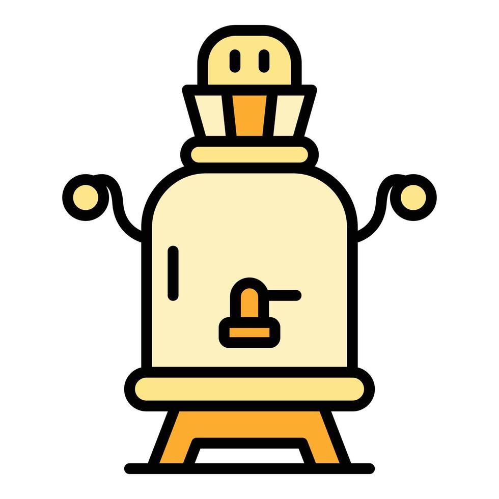 Retro samovar icon color outline vector