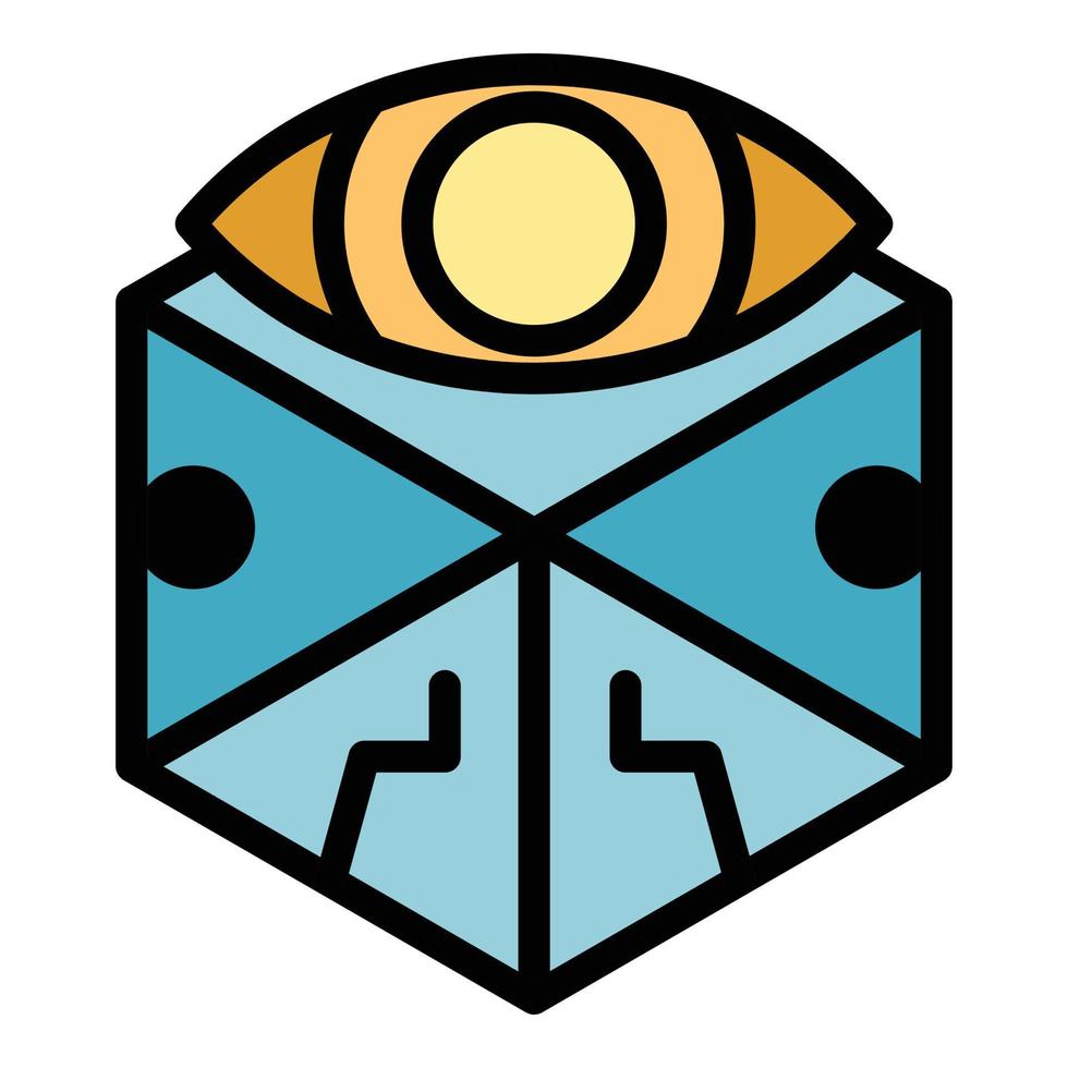 Cube eye alchemy icon color outline vector