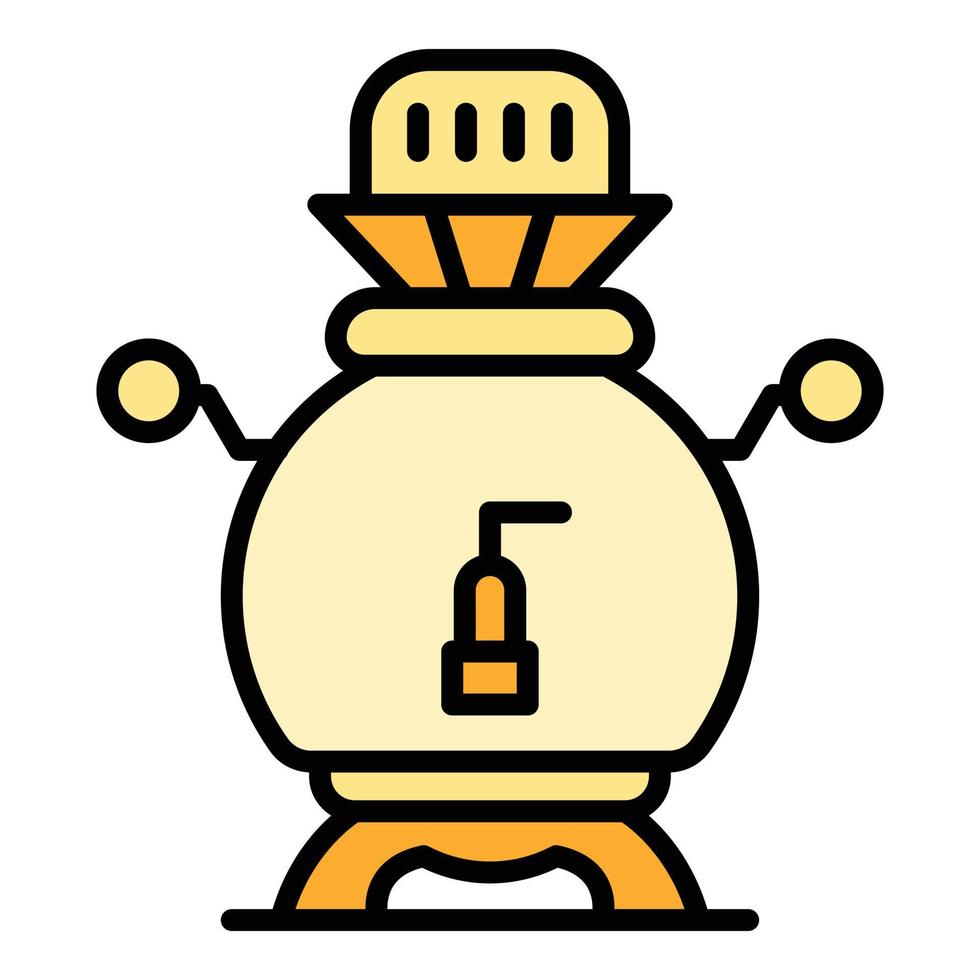 Silver samovar icon color outline vector