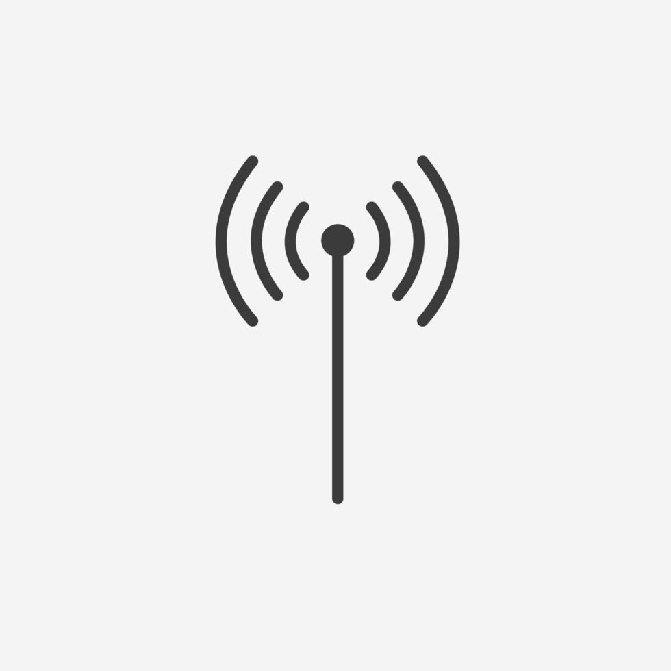 vector de icono de onda de señal de difusión. wifi, internet, inalámbrico, señal de símbolo de frecuencia de antena