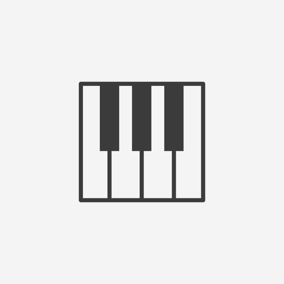 vector de icono de teclado de piano. sonido, nota, melodía, música, clave, signo de símbolo de instrumento