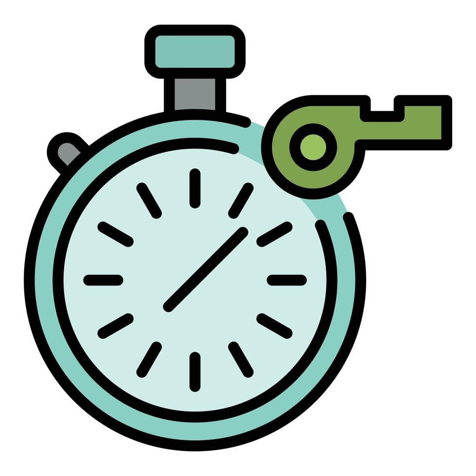 Stopwatch and whistle icon color outline vector