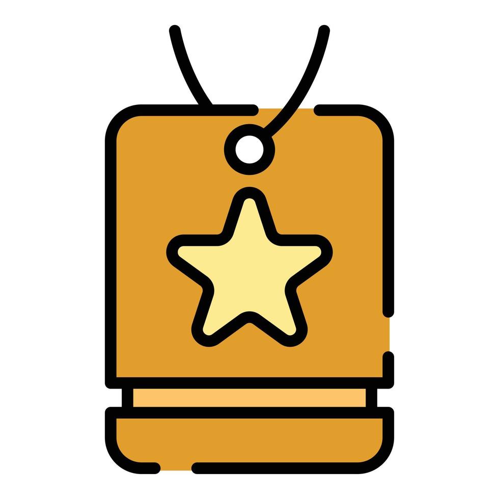 Badge with a star icon color outline vector