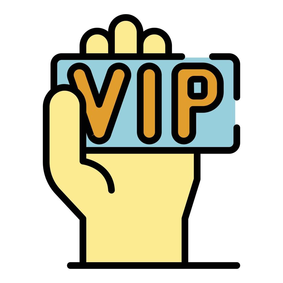 VIP card in hand icon color outline vector