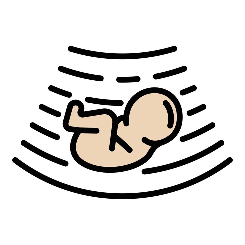 Baby under ultrasound icon color outline vector