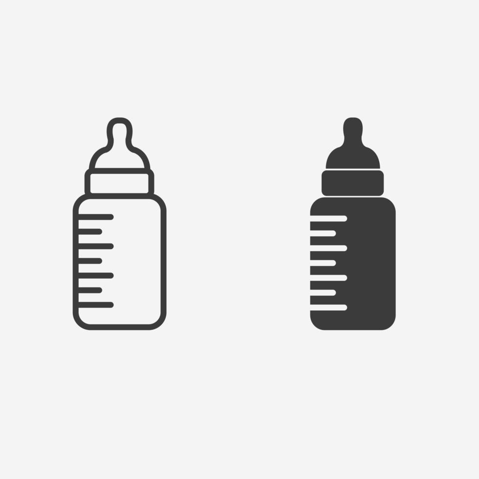 Baby milk bottle icon vector set symbol sign