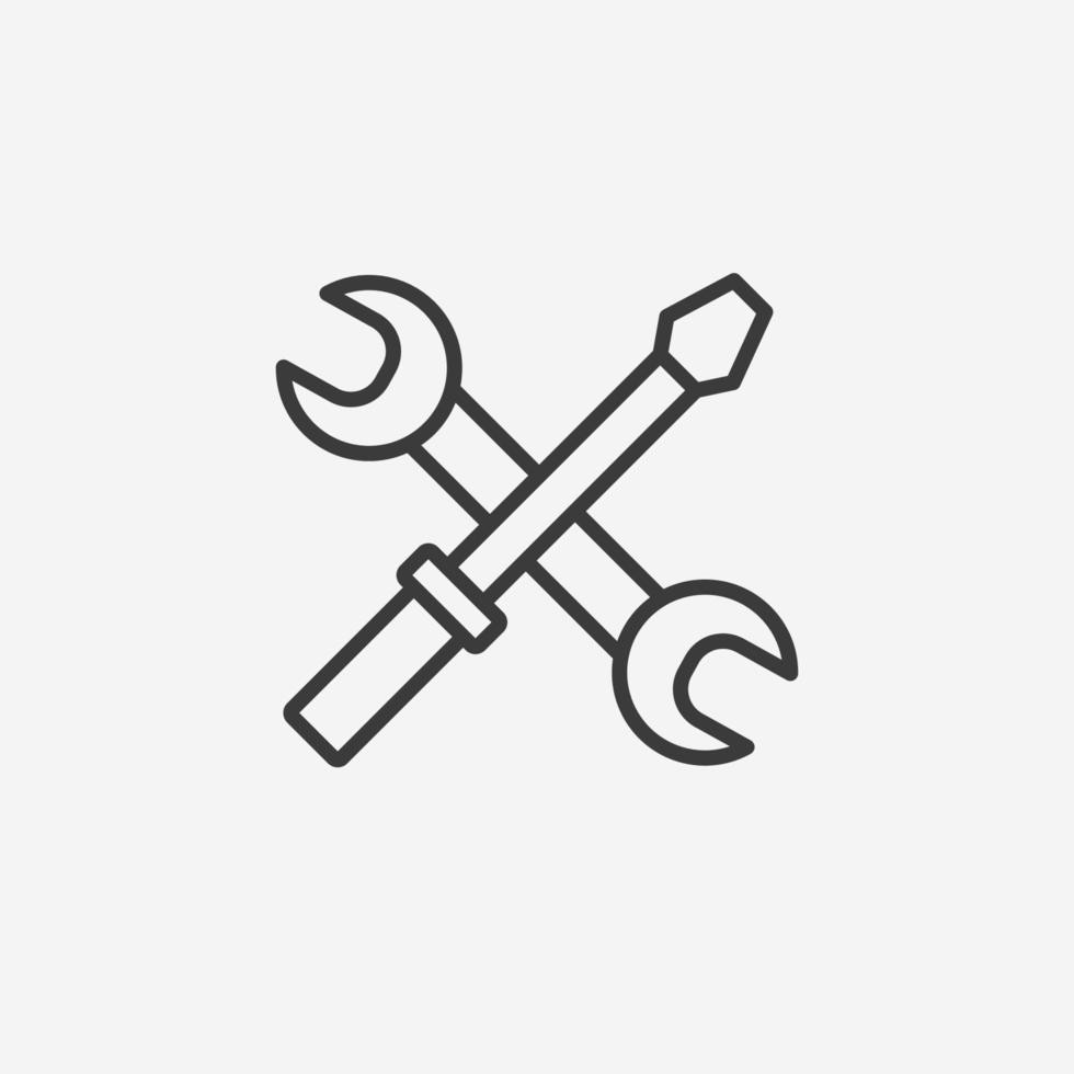 wrench, spanner, setting, screwdriver, tool icon vector symbol sign