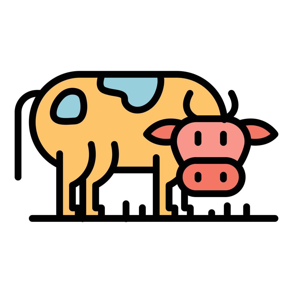 Cow side view icon color outline vector