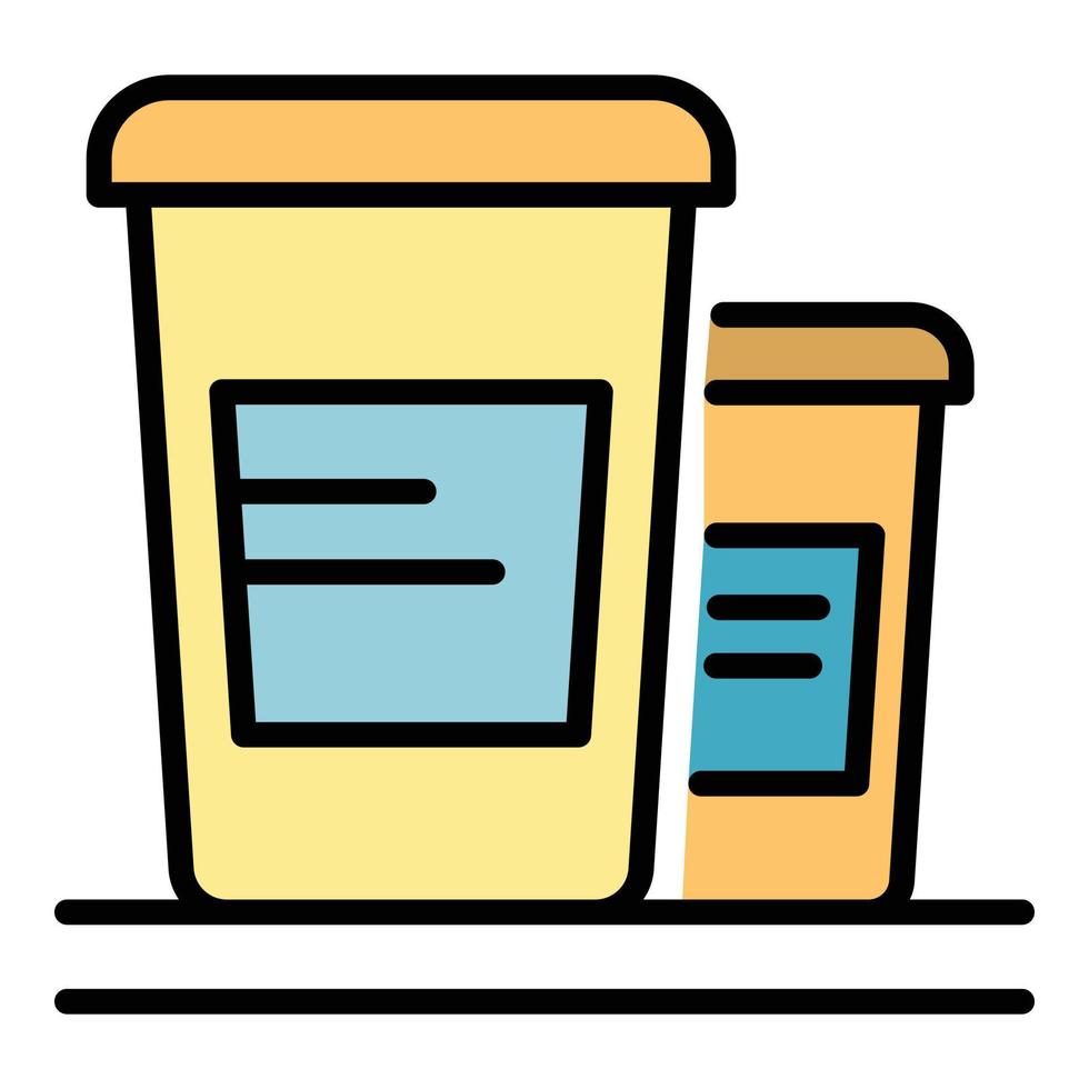 Two cups of sour cream icon color outline vector