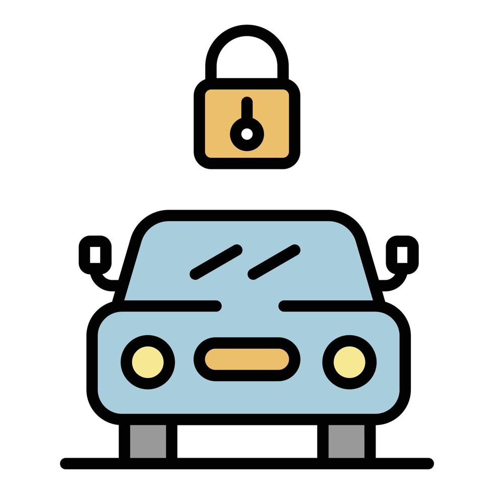 The lock above the car icon color outline vector