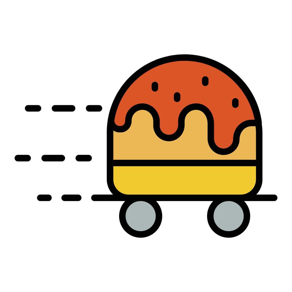 vector de contorno de color de icono de hamburguesa con ruedas