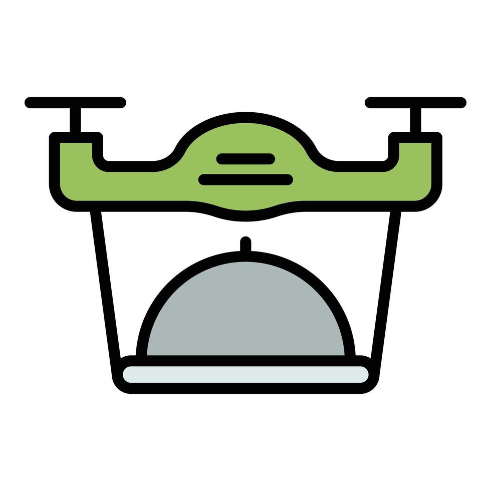 Quadcopter food delivery icon color outline vector