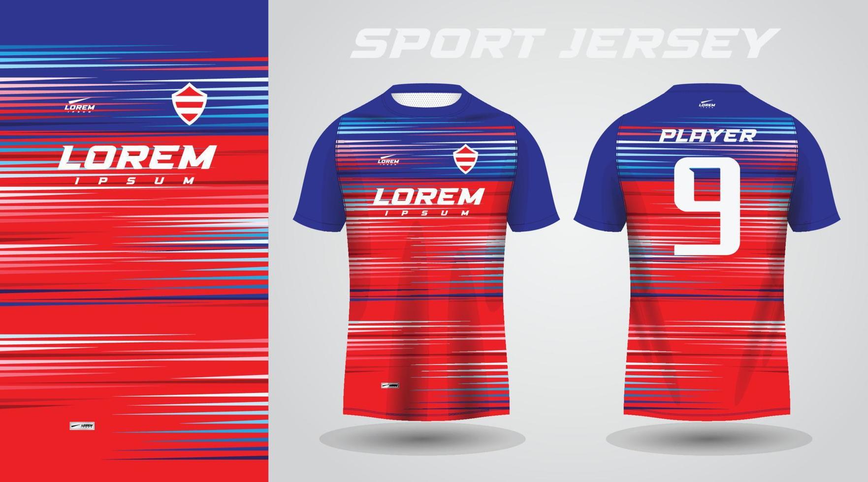 diseño de jersey deportivo de camisa roja azul vector