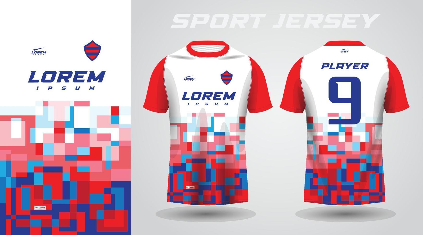 diseño de jersey deportivo de camisa roja azul vector