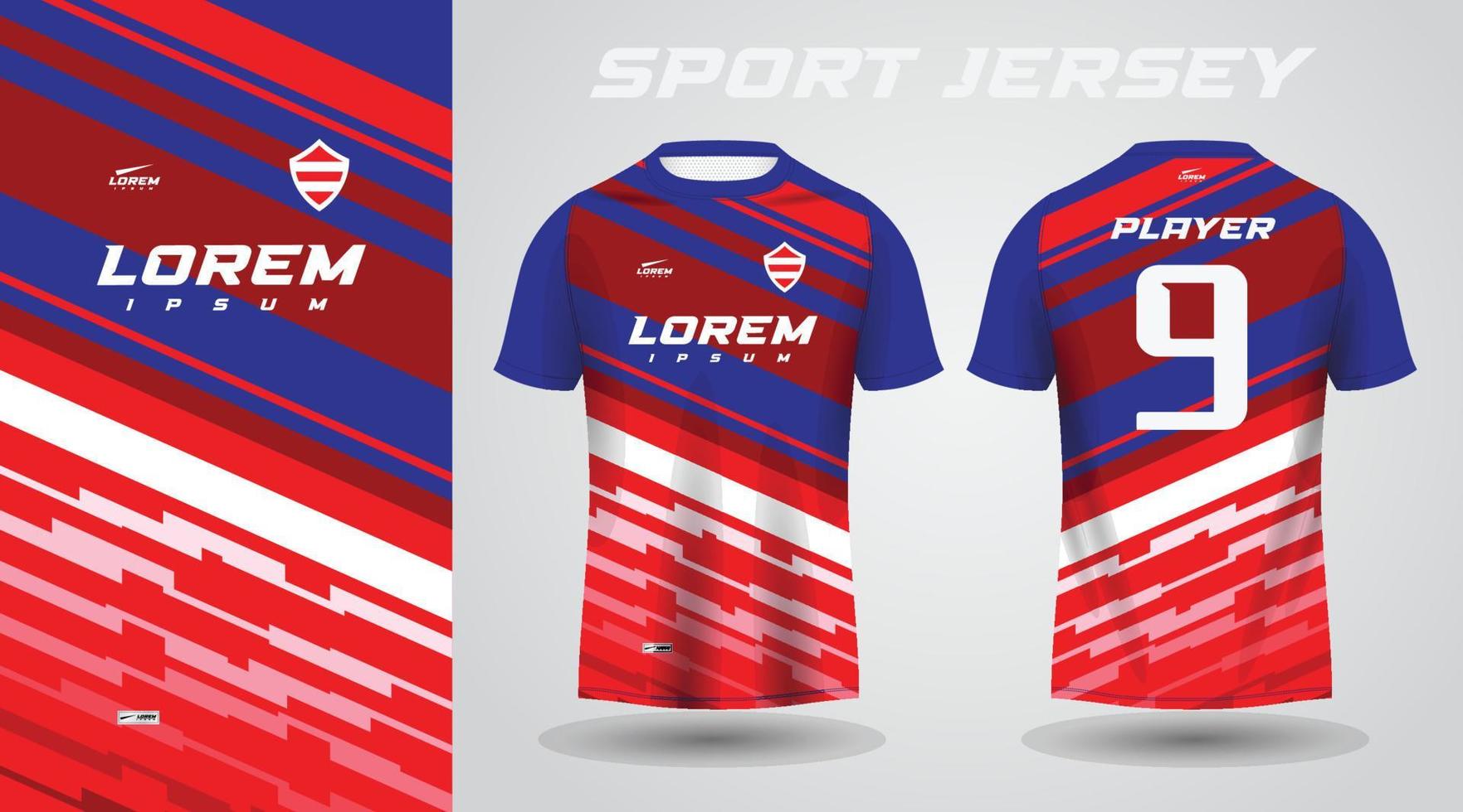 diseño de jersey deportivo de camisa roja azul vector