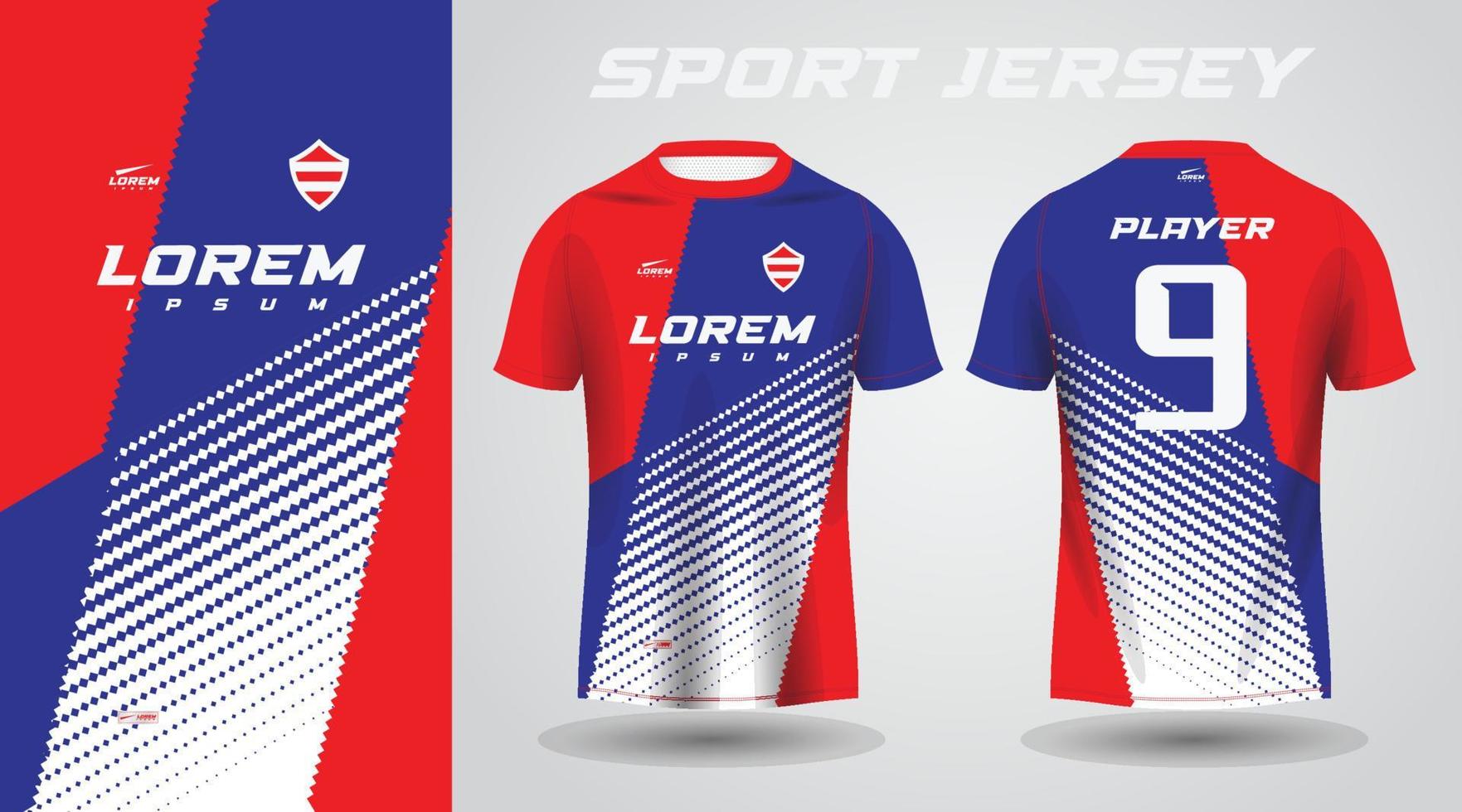 diseño de jersey deportivo de camisa roja azul vector