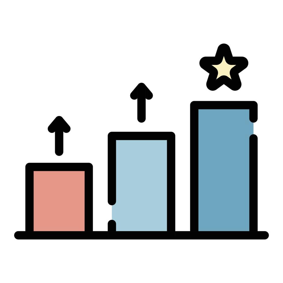 Rising rating chart icon color outline vector