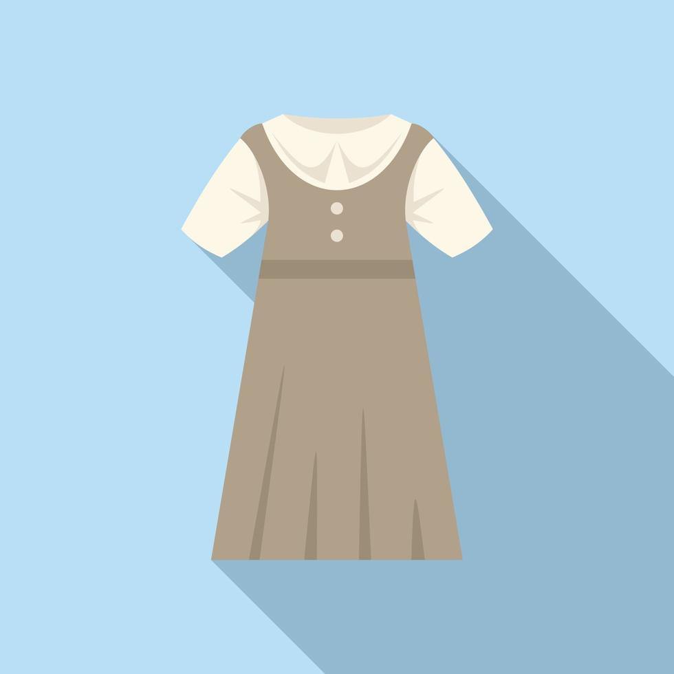 vector plano de icono de uniforme escolar. Vestido de niña