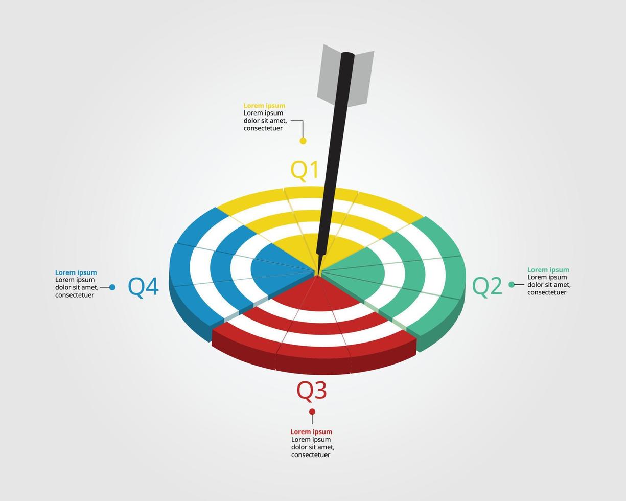 process chart template for infographic for presentation for 12 months in 4 quarter vector