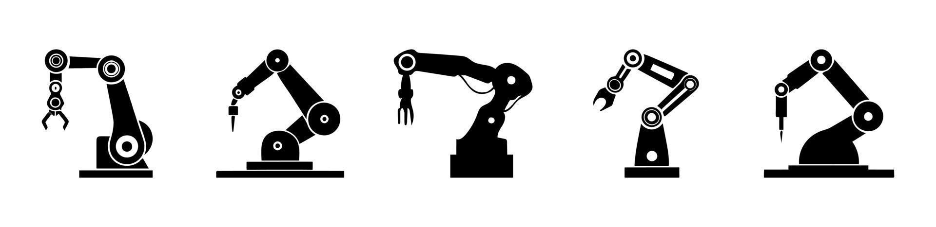 Robotic hand manipulator silhouette symbol icon. vector