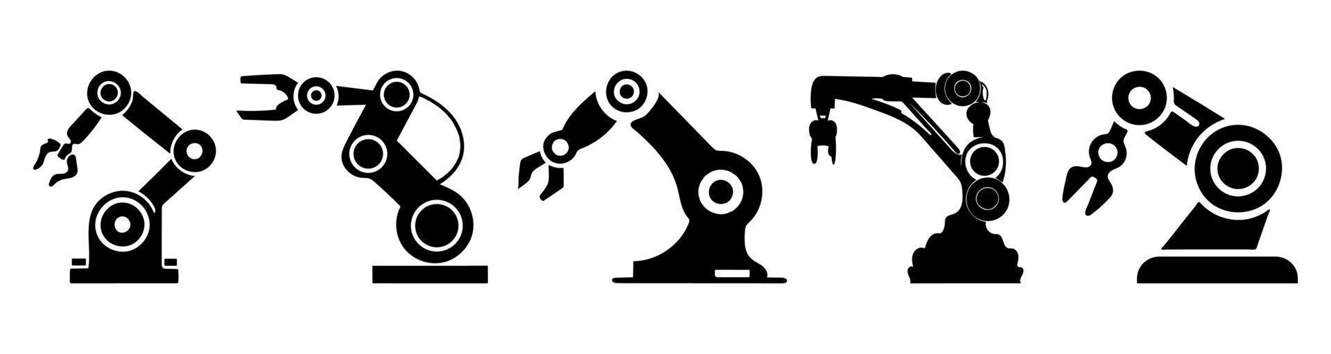 Robotic hand manipulator silhouette symbol icon. vector