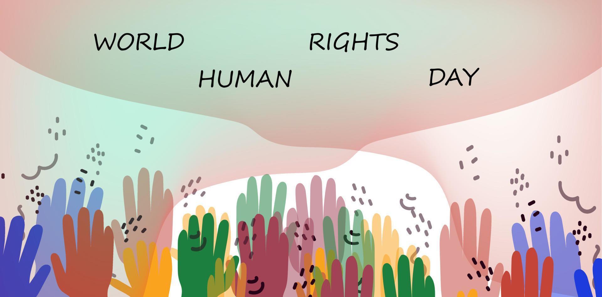 World Human Rights Day day vector doodle banner. Continuous line drawing illustration for social media