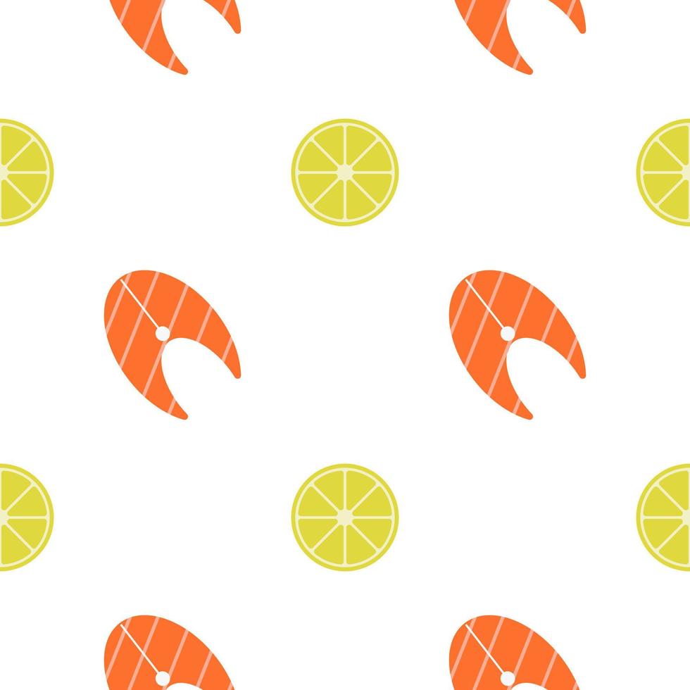 Salmon and lemon, seamless pattern, vector. vector