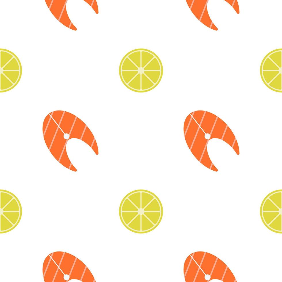 Salmon and lemon, seamless pattern, vector. vector