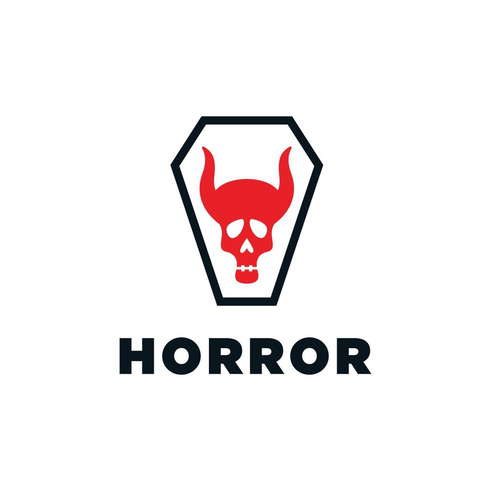 skull horn icon with coffin vector