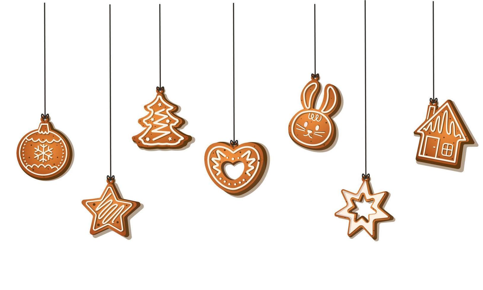 Christmas Hanging Gingerbread vector