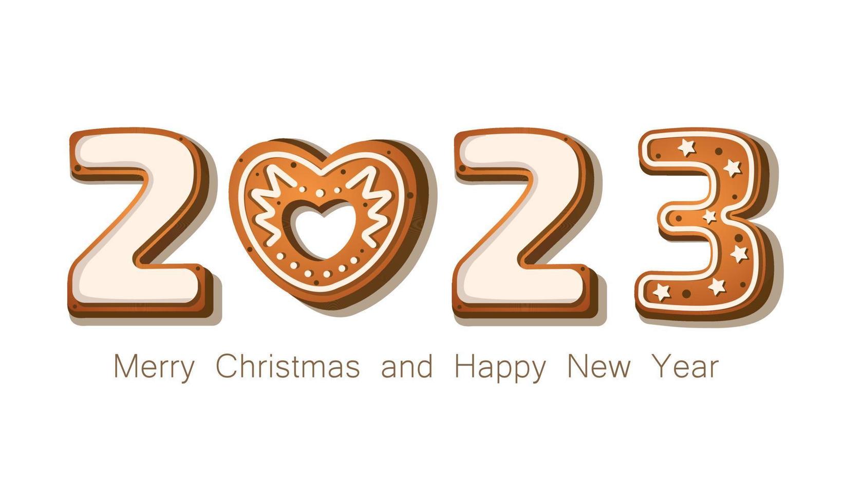 The picture shows gingerbread in the form of the new year 2023. Will it taste just as good vector