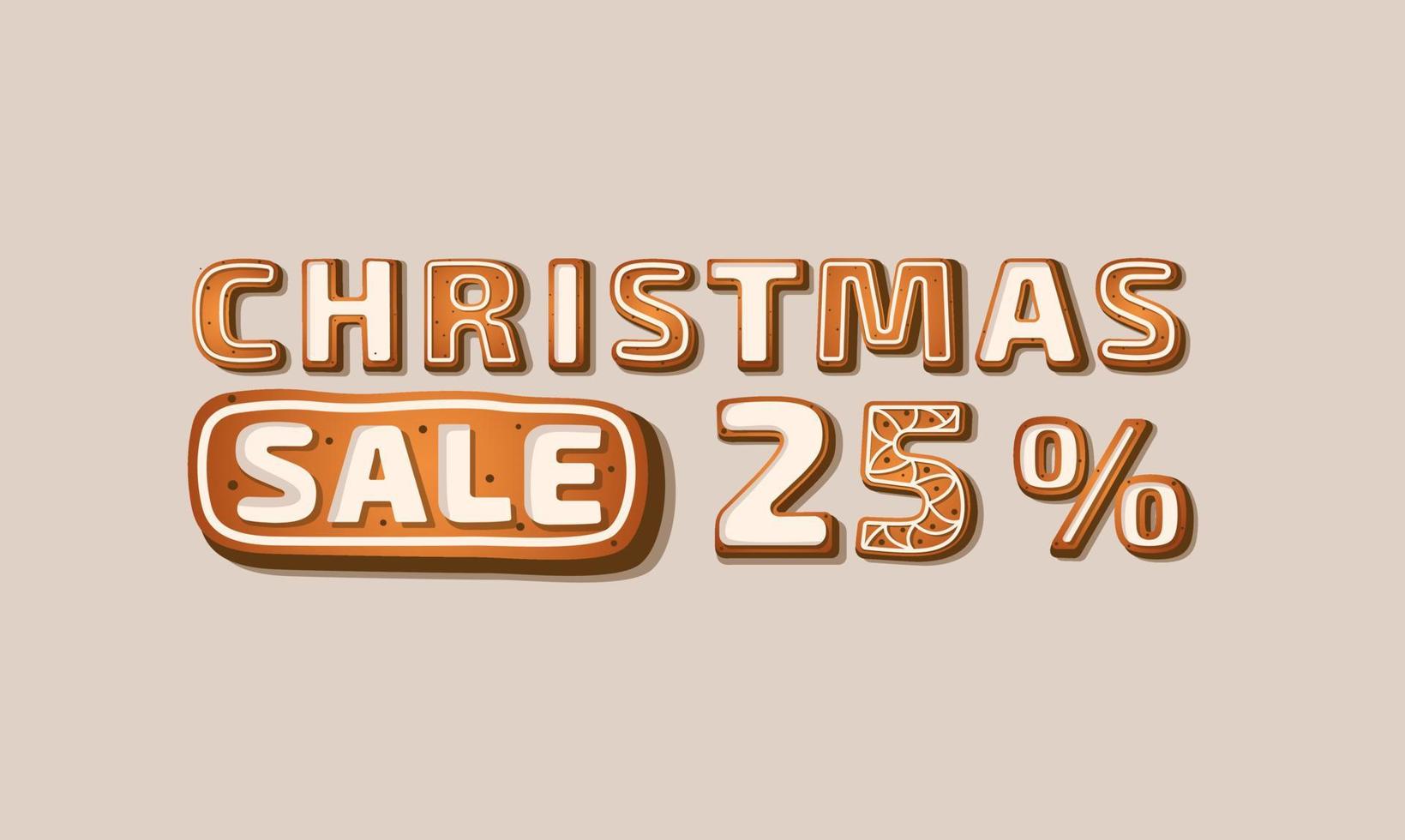 Incredibly atmospheric sign with a 25 discount on glazed gingerbread. Vector flat illustration isolated on white background