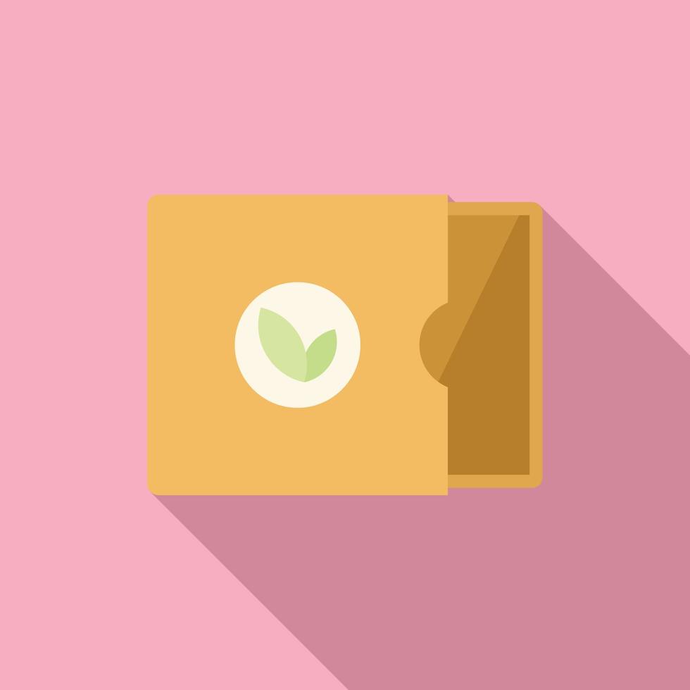Eco leaf box icon flat vector. Paper food vector