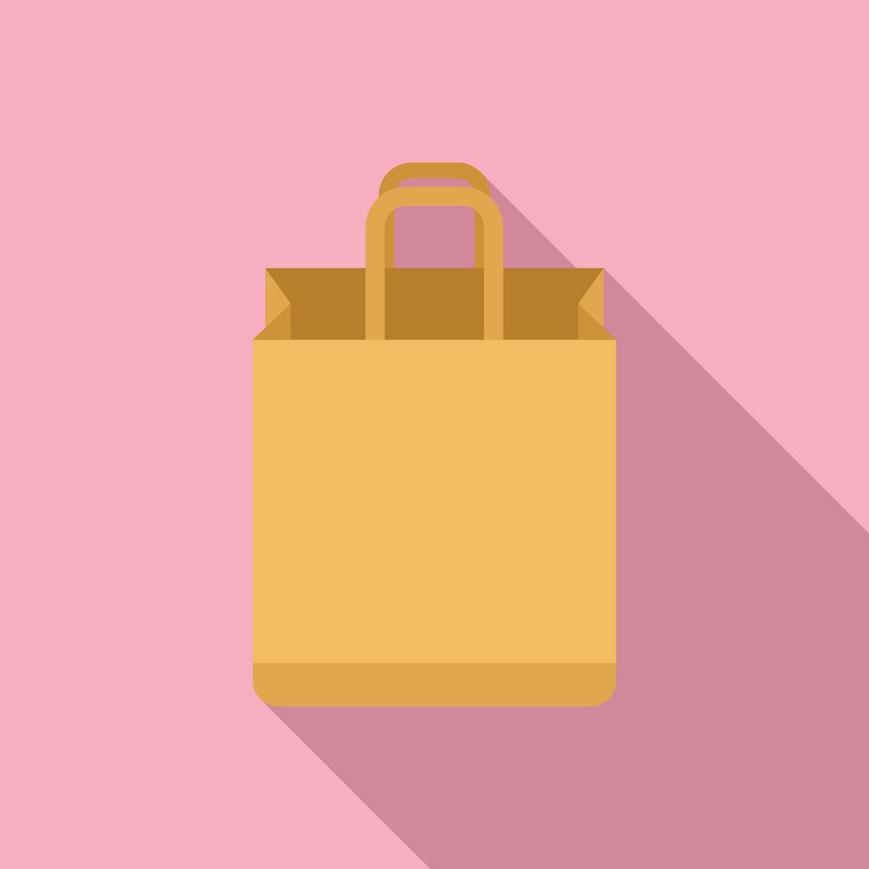 Eco paper bag icon flat vector. Food pack vector