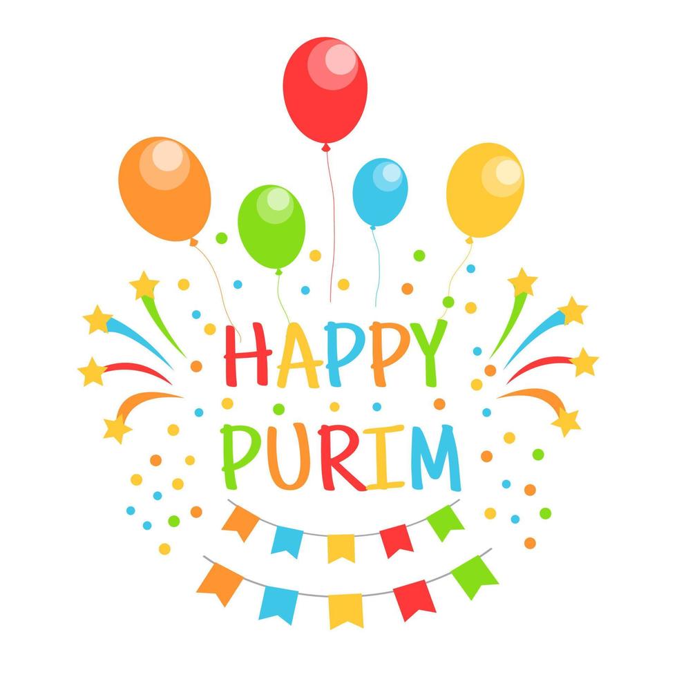 Happy Purim Jewish Holiday greeting card. vector