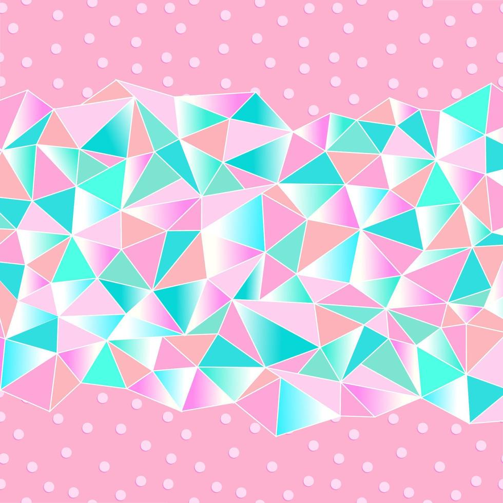Cute background for a princess with crystals. Multicolored triangles girly pattern. Vector illustration