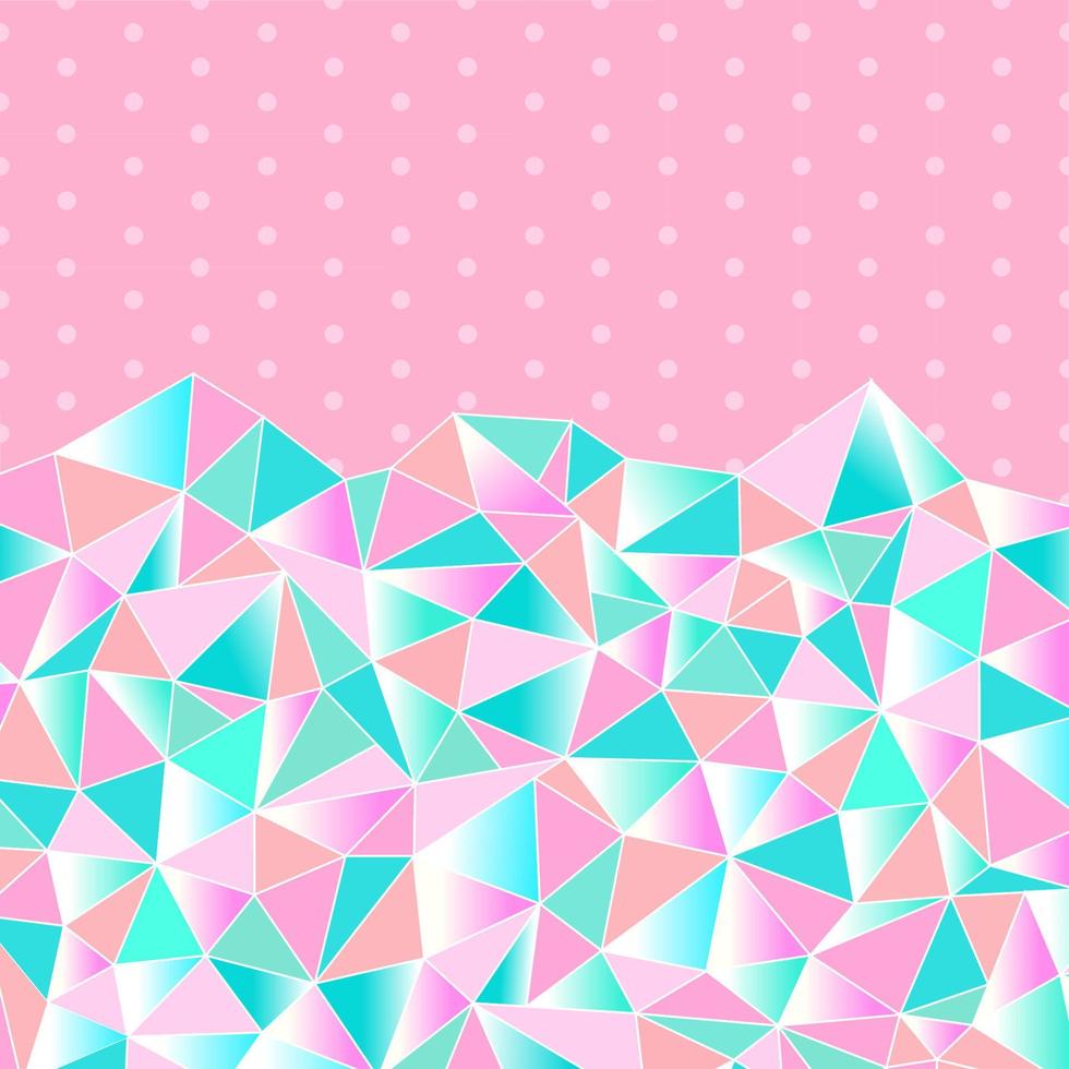 Cute background for a princess with crystals. Multicolored triangles girly pattern. Vector illustration