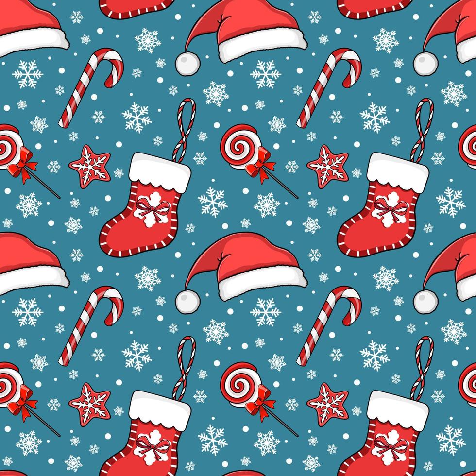 Vector Christmas seamless pattern for gift wrapping or textile design.