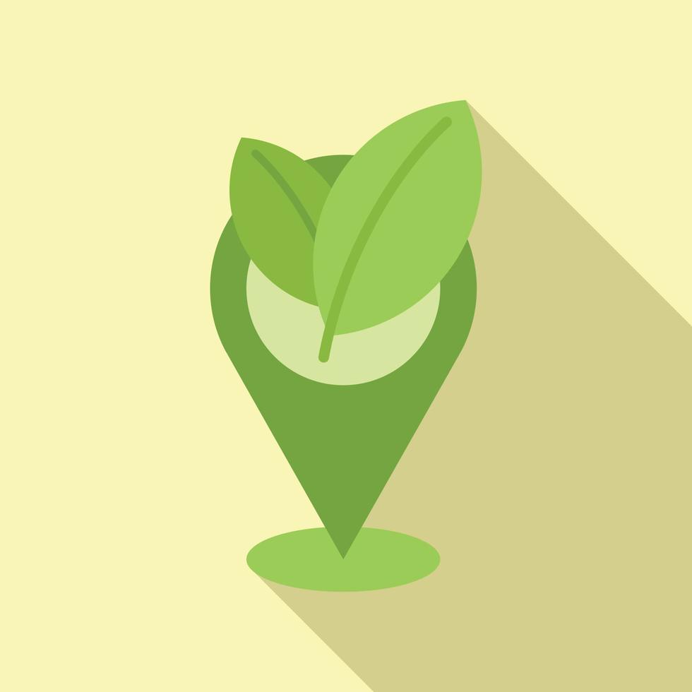 Eco leaf location icon flat vector. Clean power vector