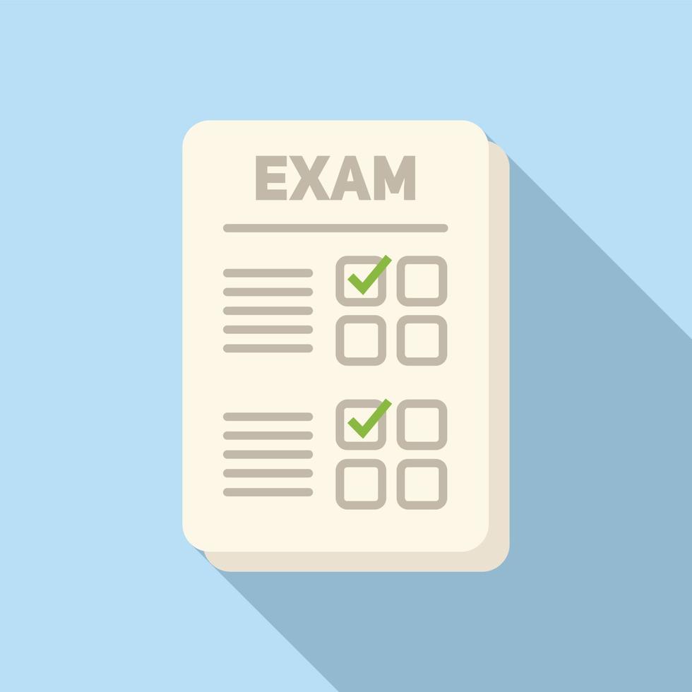 Exam form icon flat vector. Paper check vector