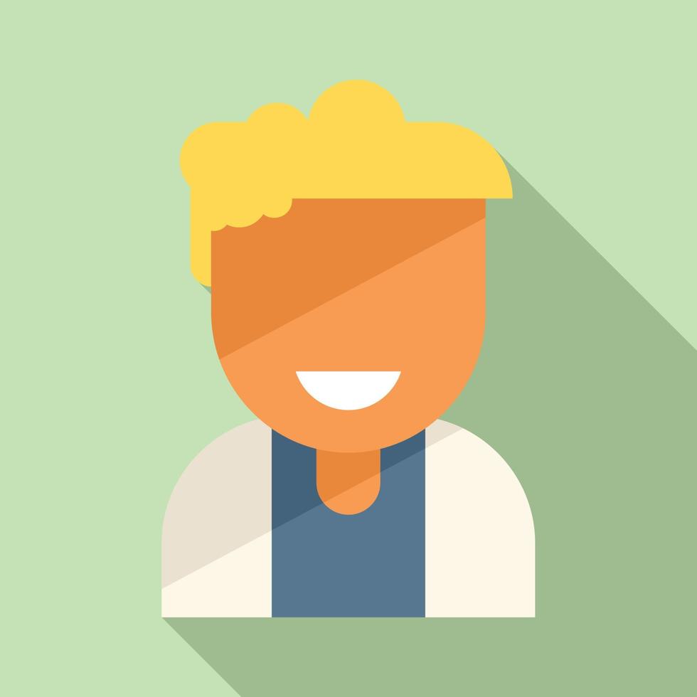 Smiling young person icon flat vector. Happy character vector