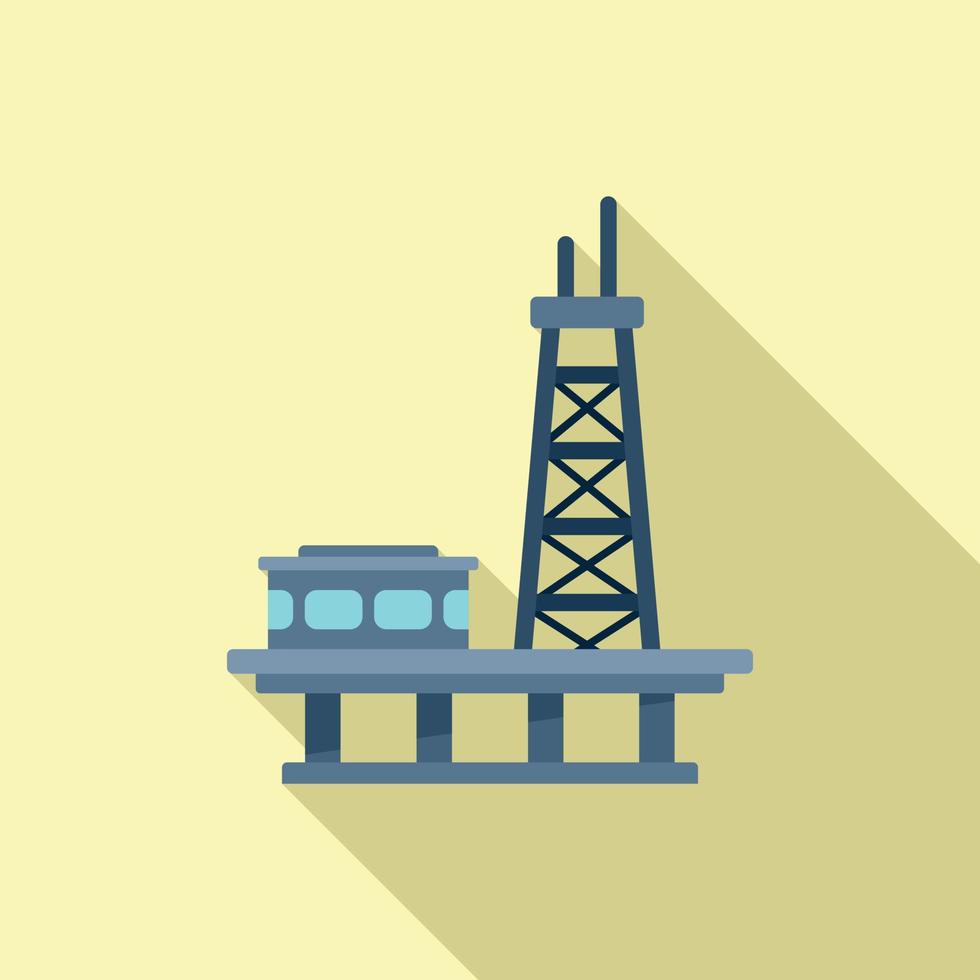 Offshore rig icon flat vector. Oil sea vector