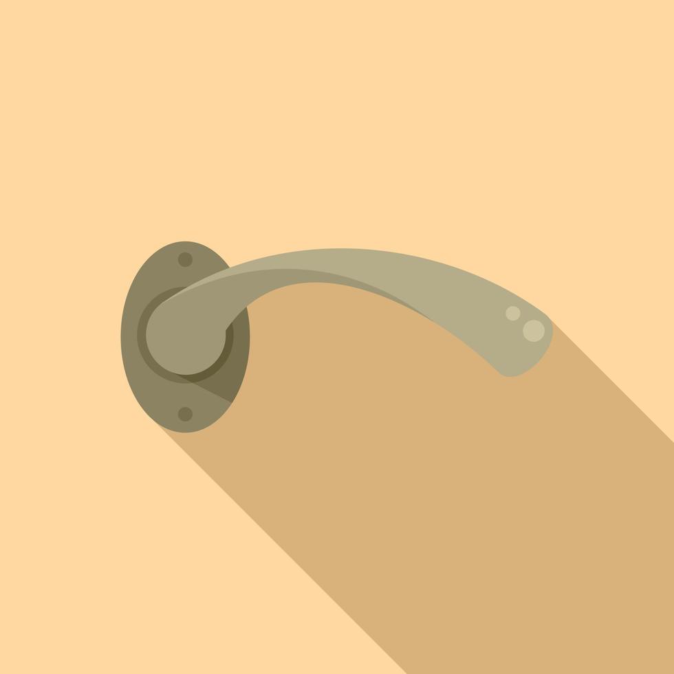 Steel door handle icon flat vector. Lock knob vector