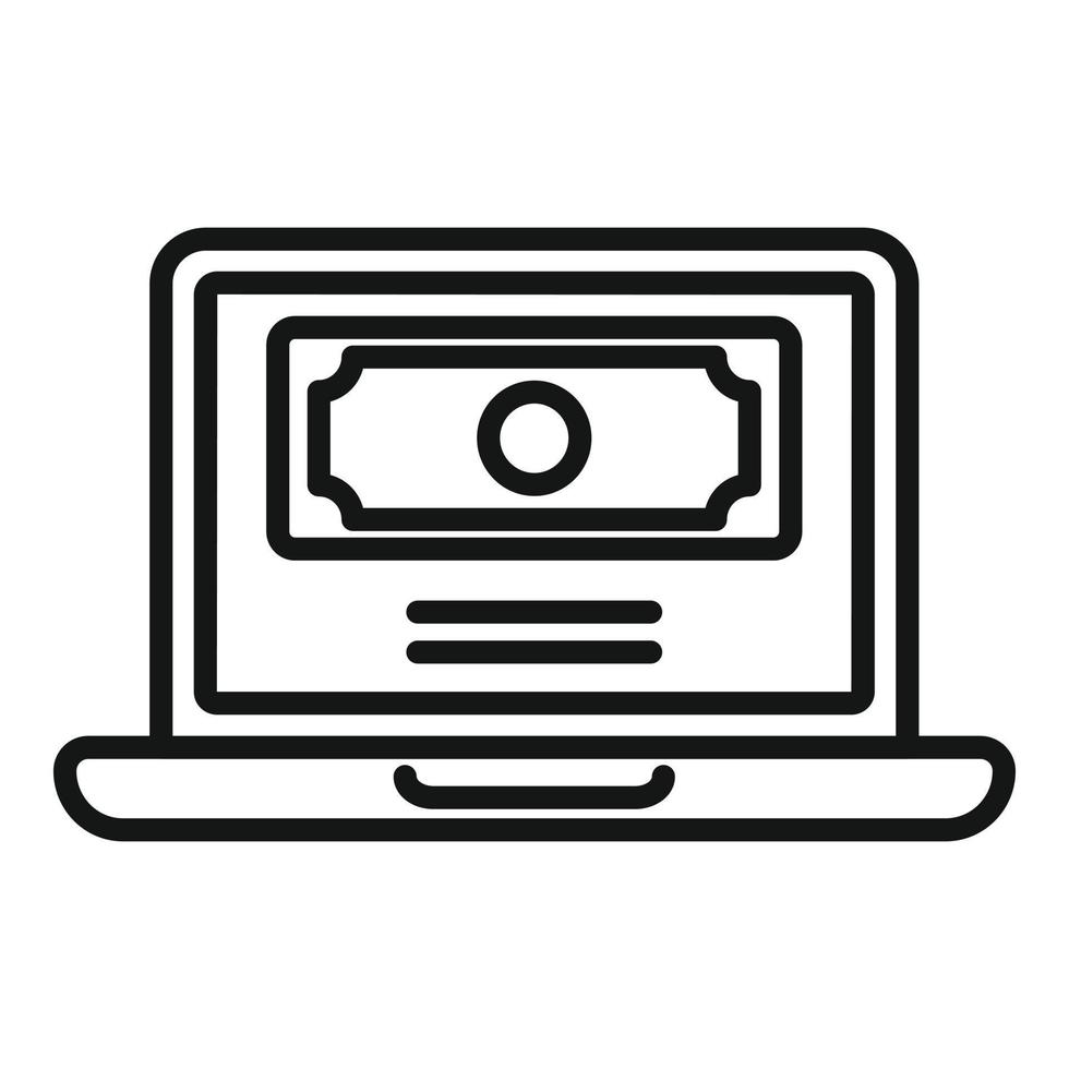 Laptop online money charity icon outline vector. Donate volunteer vector