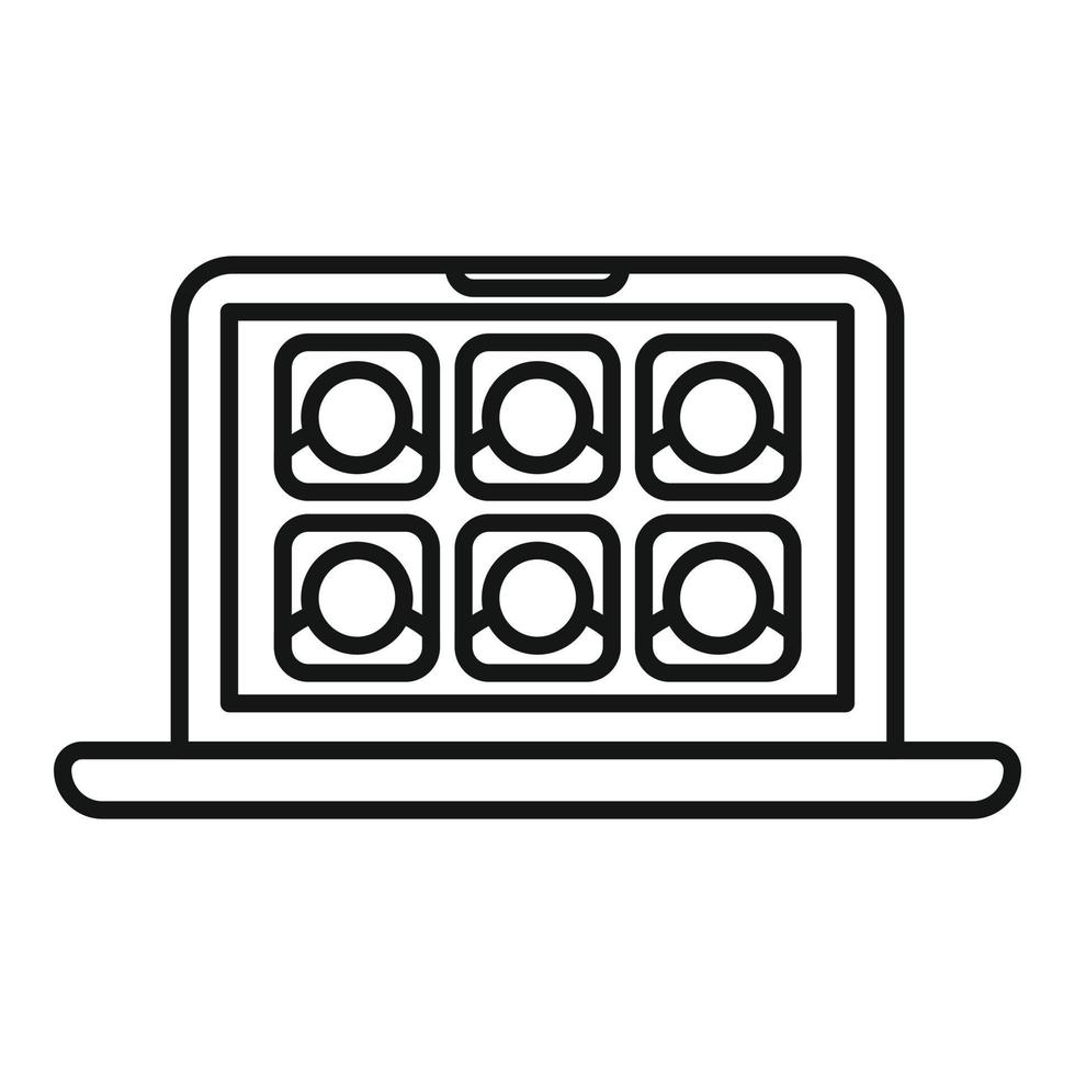 Forum video call icon outline vector. Online business vector